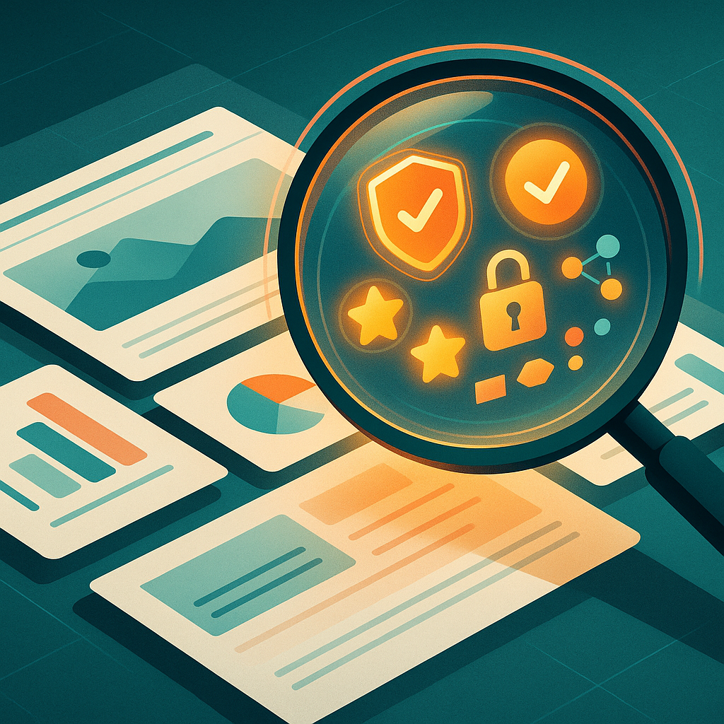 Digital audit process highlighting trust signals