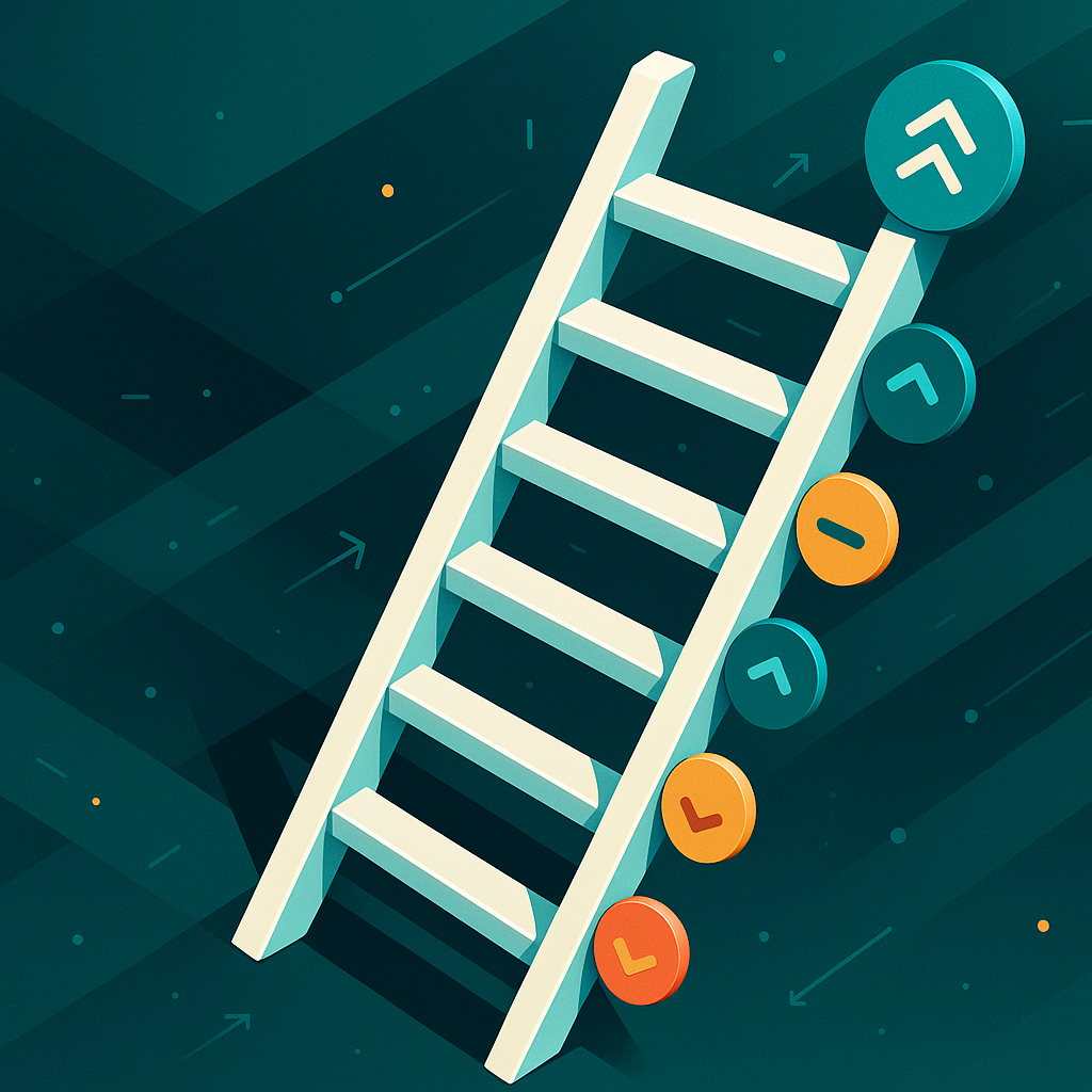 Ladder illustrating content strategy performance in SEO