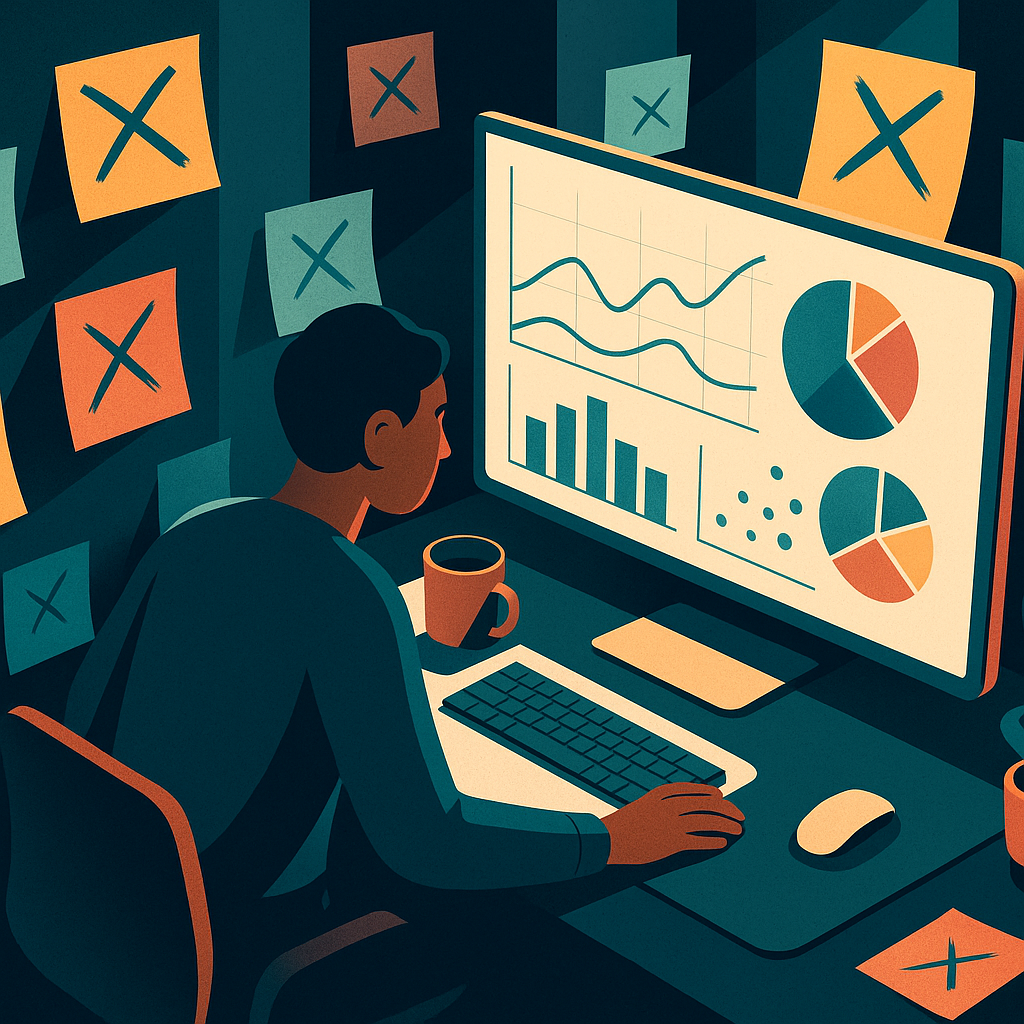 Person analyzing SEO myths at a desk