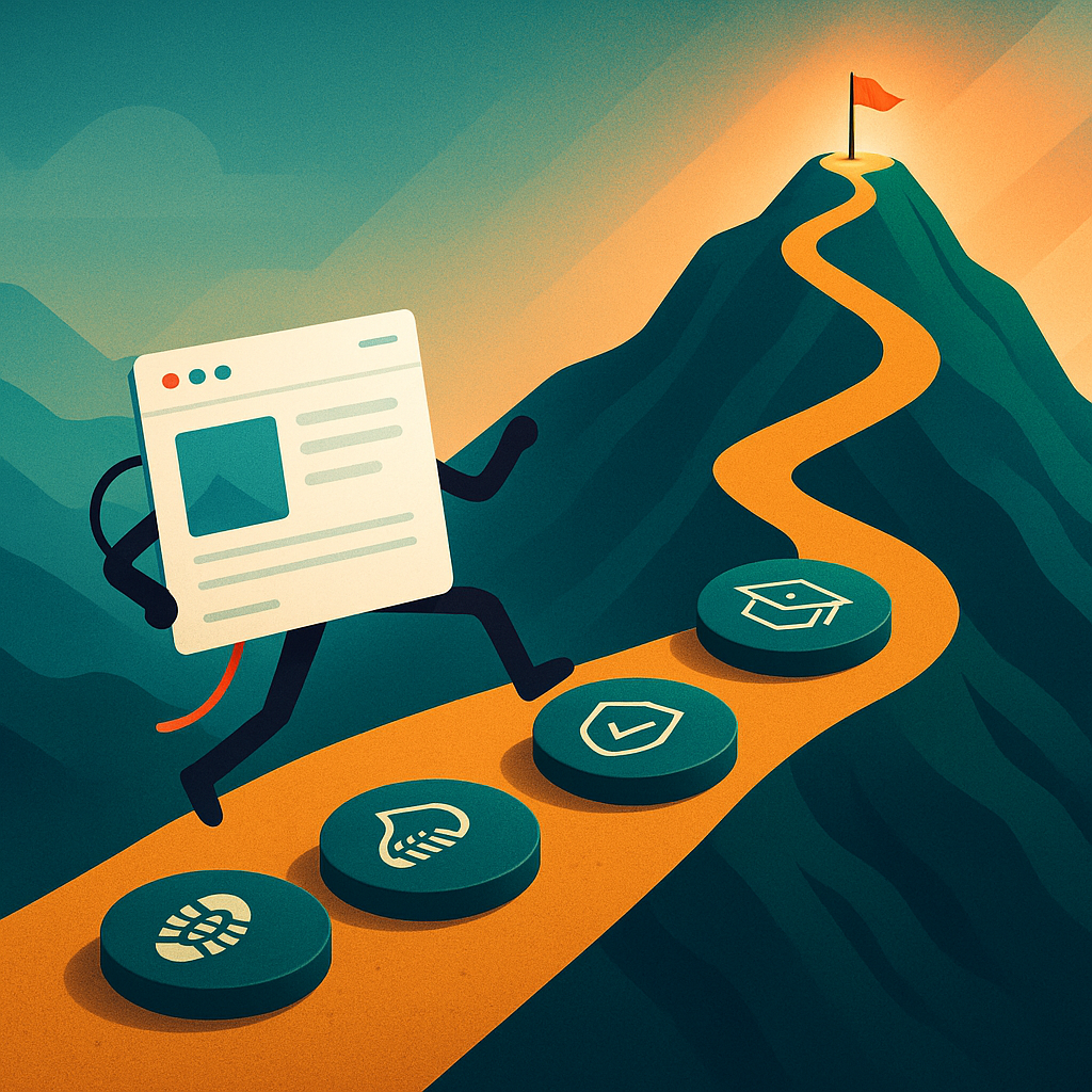 Visual metaphor for E-E-A-T guiding SEO success